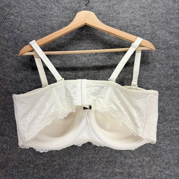 Torrid Bralette Bra Women 42DD White Push Up Underwired Opaque Floral Lace - Picture 2 of 5